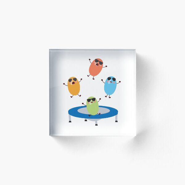 Cute Jumping Jelly Beans Wearing Sunglasses Acrylic Block