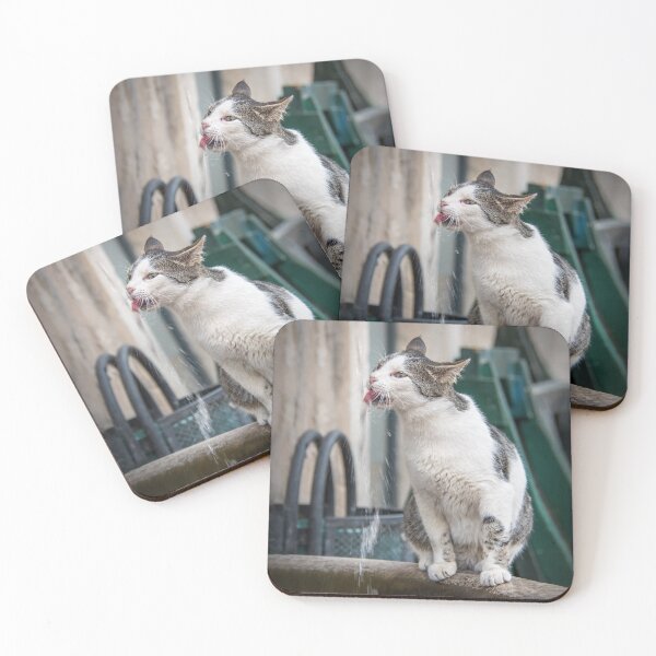Item preview, Cat drinks at the fountain designed and sold by coolArtGermany.