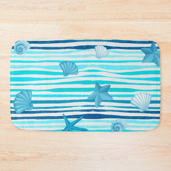 Item preview, Blue ocean pattern with shells designed and sold by baligaia.