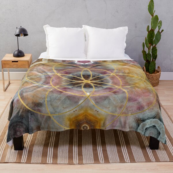 Item preview, Golden flower of life on rosa, brown and yellow mandala designed and sold by byulvenberg.