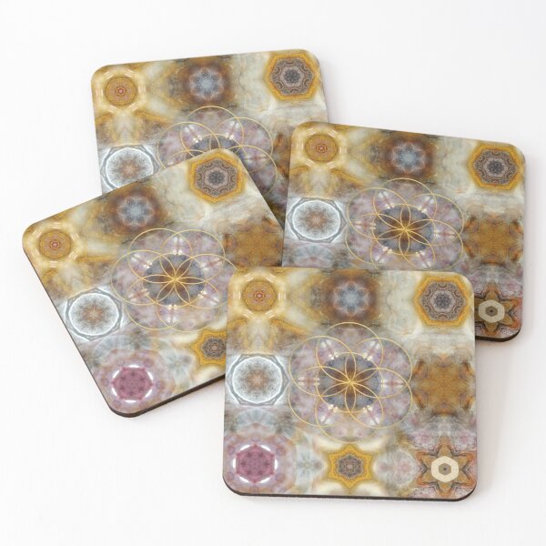 Item preview, Golden flower of life on rosa and yellow mandala designed and sold by byulvenberg.