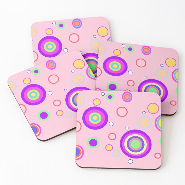 Item preview, Pink Early 2000s Colourful Circles Geometrical Pattern  designed and sold by junepillows.