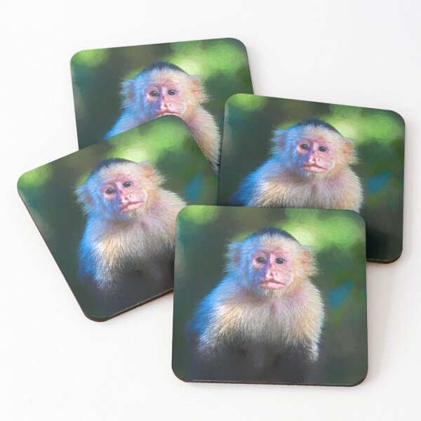 Item preview, Square cropped white faced capuchin portrait designed and sold by wellsie82.