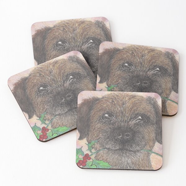Item preview, Happy Holly Days! Border Terrier Dog and Holly designed and sold by SusanAlisonArt.