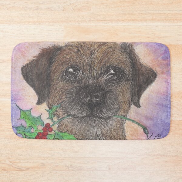Item preview, Happy Holly Days! Border Terrier Dog and Holly designed and sold by SusanAlisonArt.