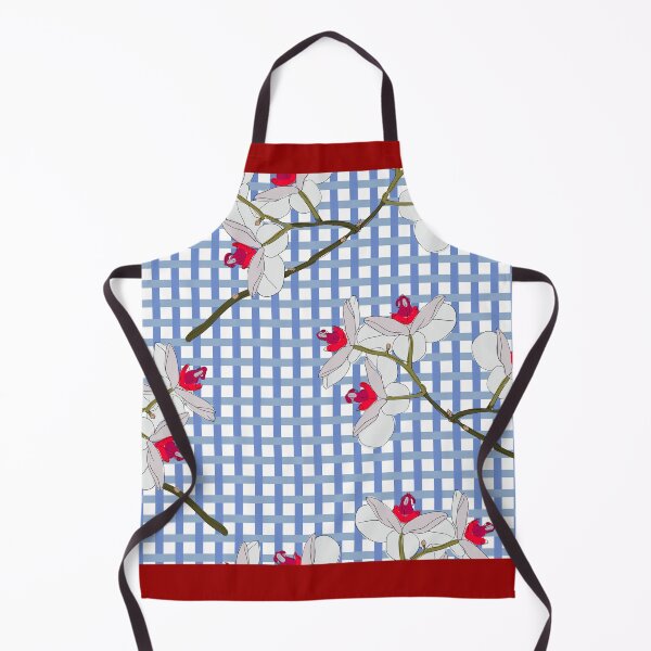 Item preview, White Orchid on Blue Checked Background. designed and sold by cgroenewald.