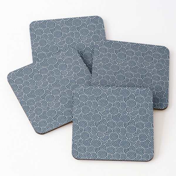 Item preview, Curly wave pattern: white on navy blue designed and sold by oceanys.