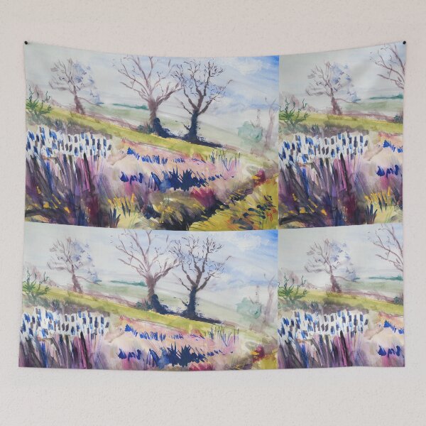 Item preview, Reeds and trees in valley surreal watercolor painting designed and sold by MikeJory.