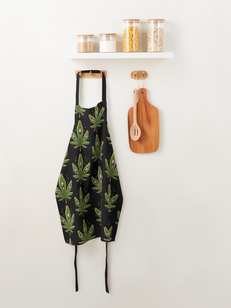 Alternate view of Psychedelic Weed Leaf Apron