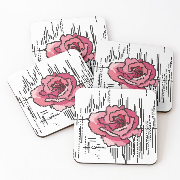 Item preview, Pink and black pixel art rose designed and sold by Helena6.