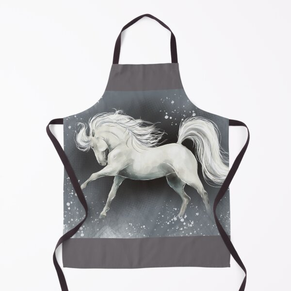 Item preview, White stallion horse painting designed and sold by Whimsicolourart.