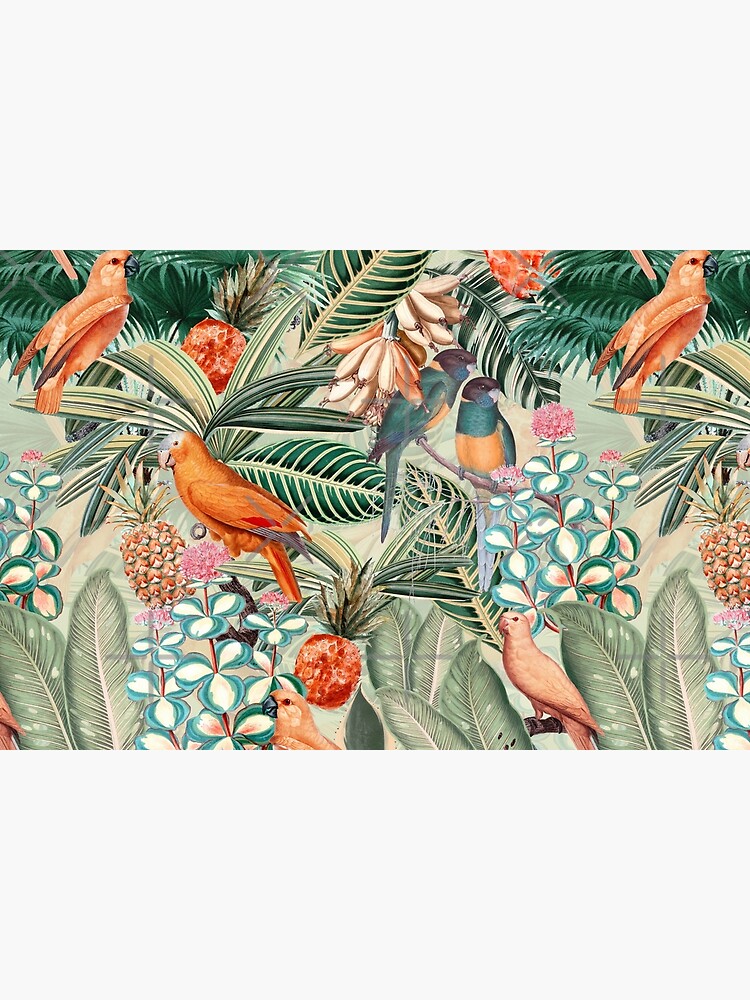 Vintage Orange Tropical Bird Jungle Garden by UtArt