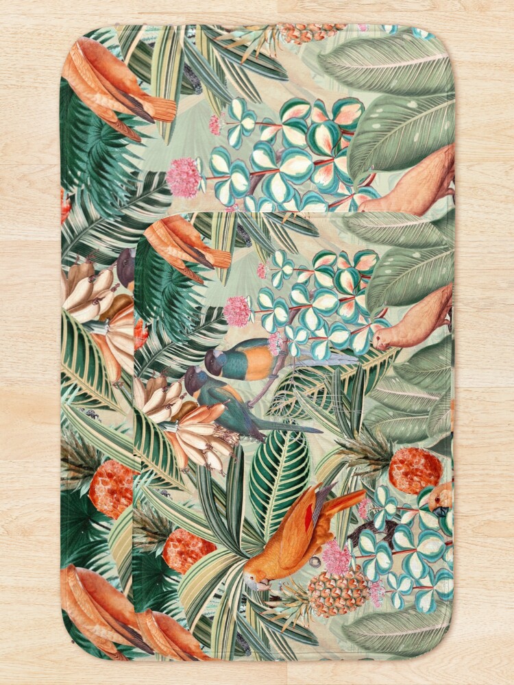Alternate view of Vintage Orange Tropical Bird Jungle Garden Bath Mat