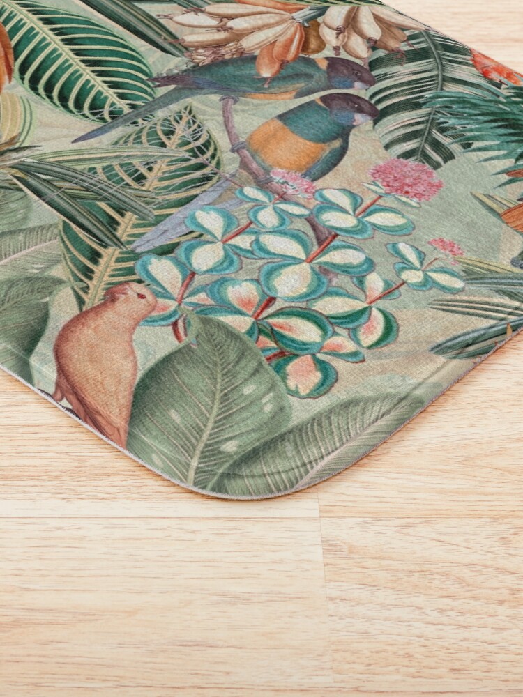 Alternate view of Vintage Orange Tropical Bird Jungle Garden Bath Mat