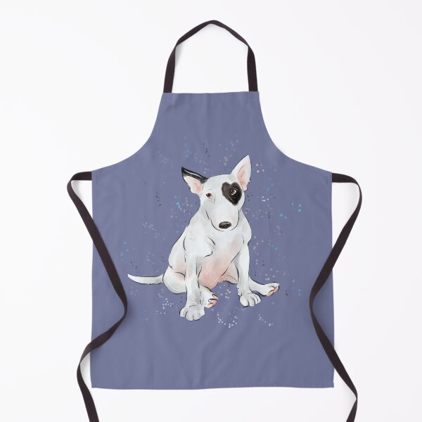 Item preview, English bull Terrier with a heart shaped patch designed and sold by Whimsicolourart.
