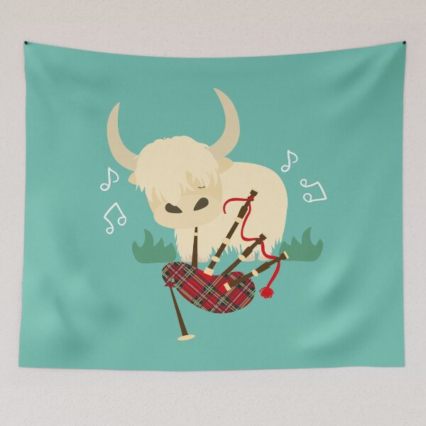Item preview, Highland Cattle Play Bagpipes - White designed and sold by Lulupainting.