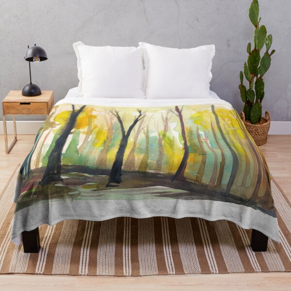 Item preview, Sunset In Green Glowing Mystical Forest designed and sold by artshop77.