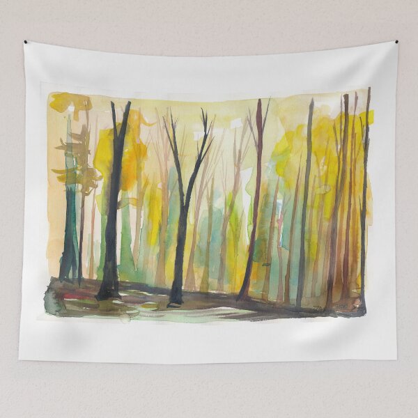 Item preview, Sunset In Green Glowing Mystical Forest designed and sold by artshop77.
