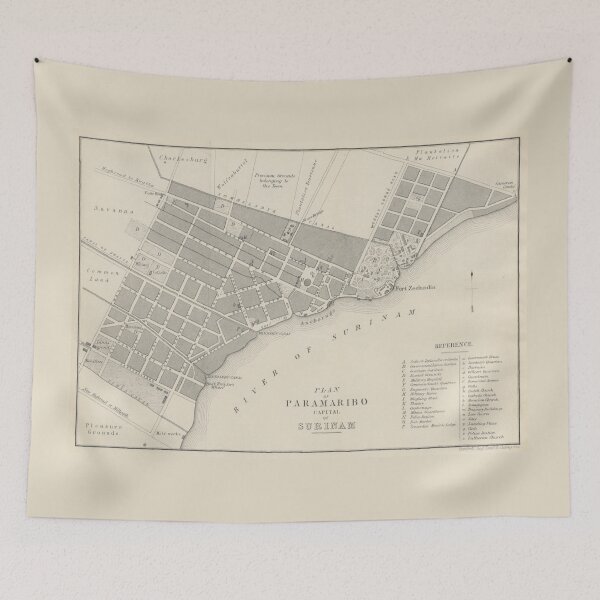 Item preview, Vintage Map of Paramaribo Suriname (1876) designed and sold by BravuraMedia.