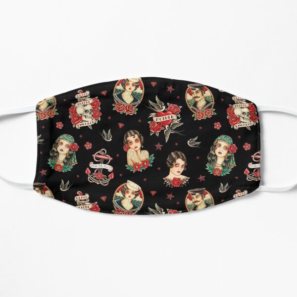 Old School Tattoo 02. Black Flat Mask