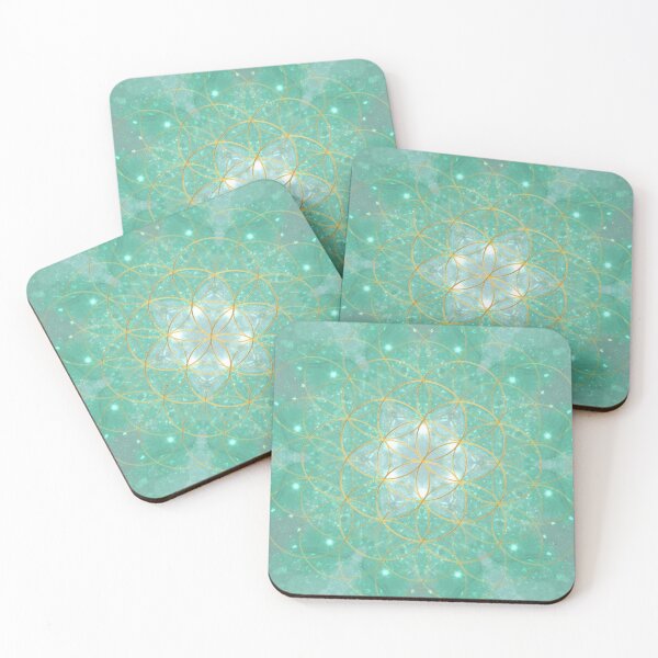Item preview, Golden flower of life on green designed and sold by byulvenberg.