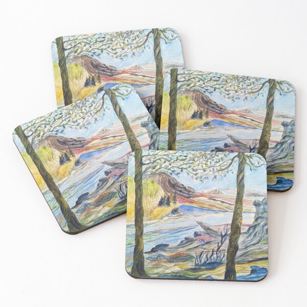 Item preview, Trees against a fantastic mountain landscape designed and sold by Lillian Berthel.