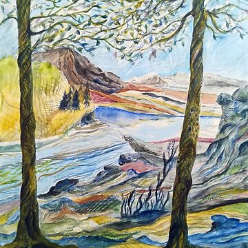 Vorschaubild zum Design Bäume vor phantastischer Berglandschaft von Lillian Berthel