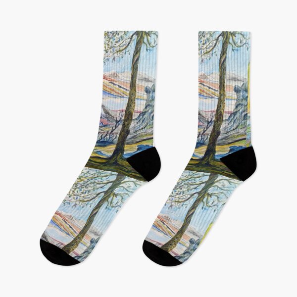 Item preview, Trees against a fantastic mountain landscape designed and sold by Lillian Berthel.