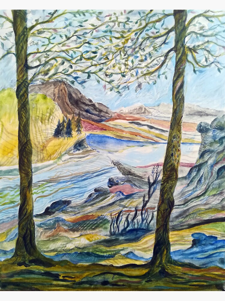 Bäume vor phantastischer Berglandschaft von LillianBerthel