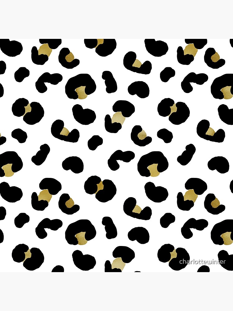 "Leopard print - large scale black and white animal print, black