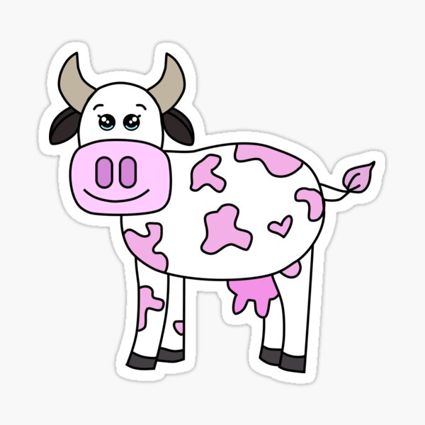 Strawberry Cow Cartoon Stickers | Redbubble