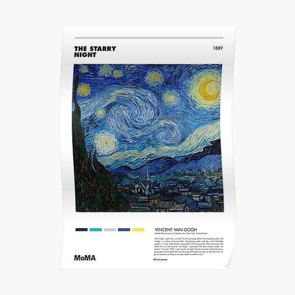 Vincent Van Gogh - Starry Night - Série d'affiches d'art minimaliste Poster