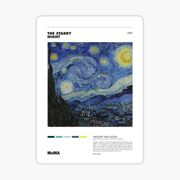 Vista previa del artículo con la obra «Vincent Van Gogh - Noche estrellada - Serie de carteles de arte minimalista», diseñado y vendido por Francisco Couto.