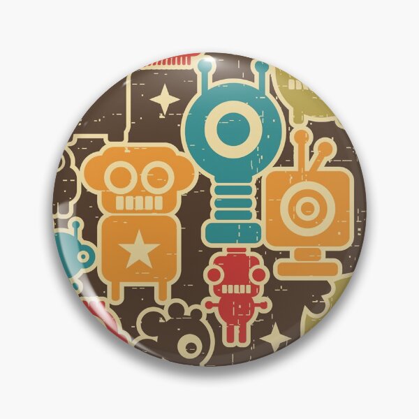 Item preview, Robots on brown designed and sold by Ekaterina Panova.