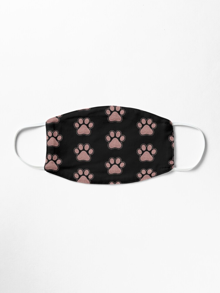 Doggo Dogs Rose Gold Glitter Paw Print Mask By T Shirt Designs Redbubble - pink white pawprints roblox