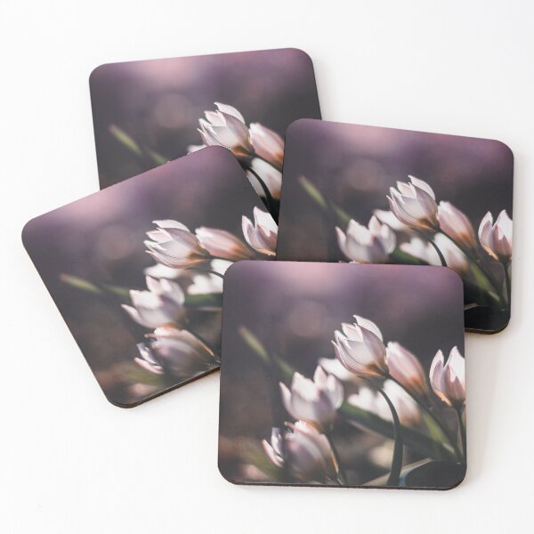 Item preview, Macro of tiny white tulip flowers with golden lighting and depth and bokeg designed and sold by macroviewpoint.