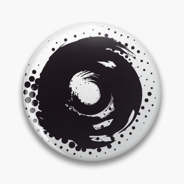 Item preview, Abstract black and white halftone paintbrush splash swirl circle designed and sold by UDDesign.