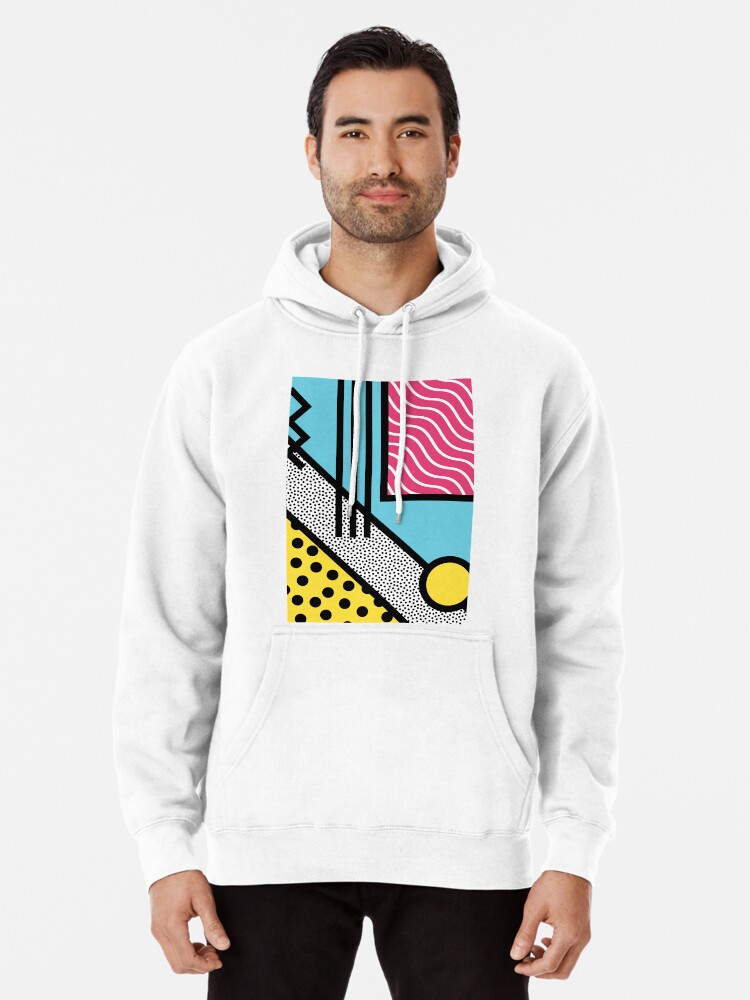 Abstract 80s memphis pop art style graphics Pullover Hoodie