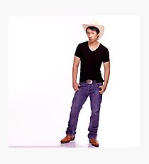 Steve Cowboys Up With Hat On White Photographic Print