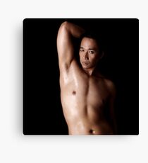 Steve Nude Torso On Black Canvas Print