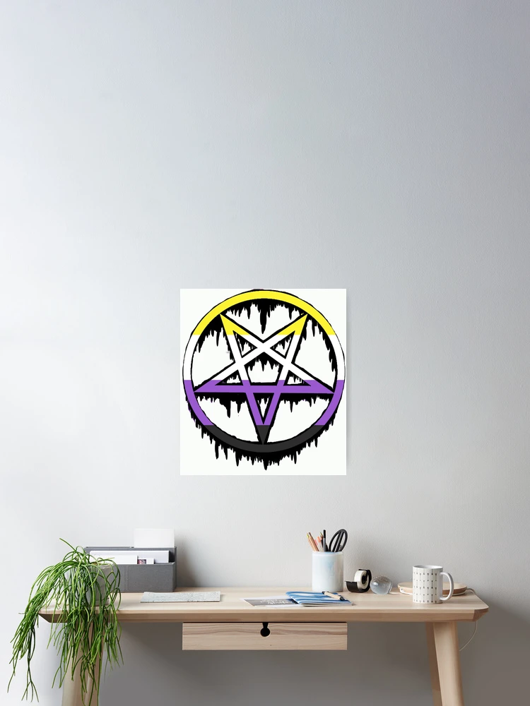 Thumbnail 2 of 3, Poster, Satanic Pentagram Nonbinary designed and sold by DevilessDesigns.