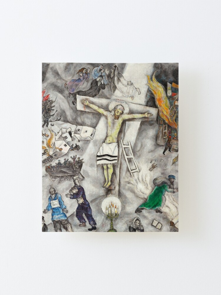 "White Crucifixion Marc Chagall" Mounted Print by