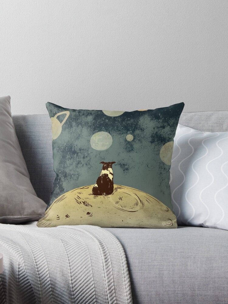 Thumbnail 1 of 4, Pillow, Endless opportunities  - dog looking into space  designed and sold by cucubaou.