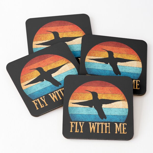 Item preview, Fly With Me (Vintage Retro Sunrise Design • Freedom Hummingbird • Distressed Grunge Look) designed and sold by SassyClassyMe.