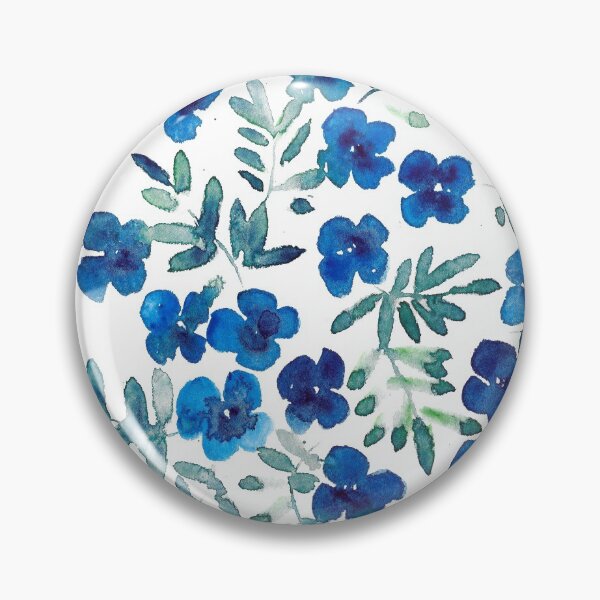 Item preview, Blue and Green Flowers Pattern designed and sold by María Casas Watercolour Designs.