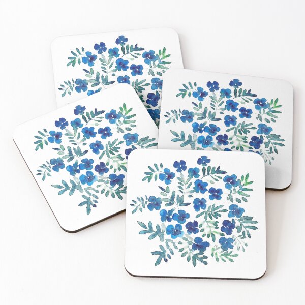Item preview, Blue and Green Flowers Pattern designed and sold by María Casas Watercolour Designs.