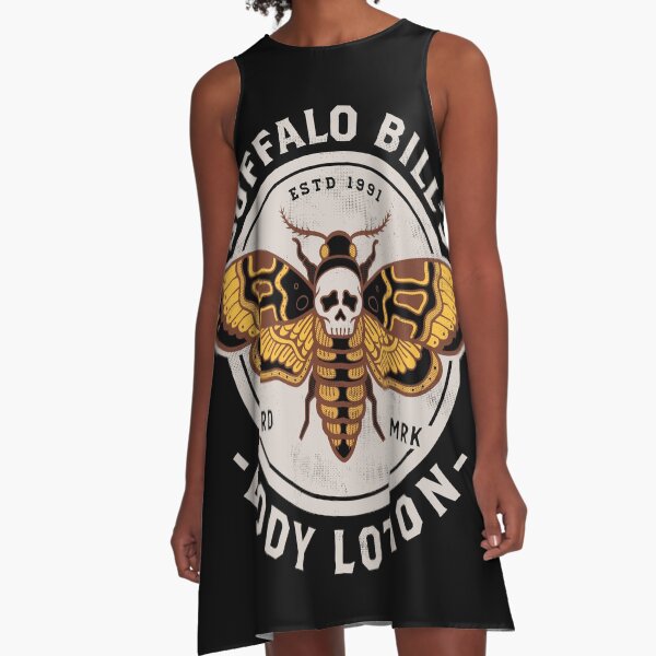 Buffalo Bill's Body Lotion - Death's Head Moth - Horror - Distressed Vintage Design A-Line Dress