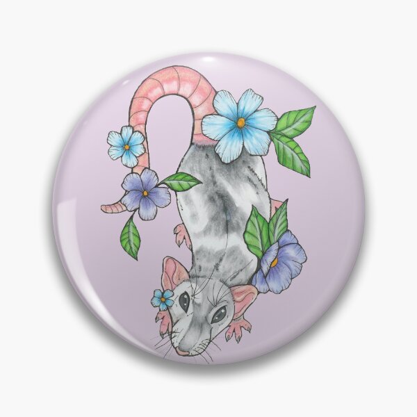 Item preview,  Dumbo Rat with colorful flowers (lighter bg) designed and sold by Whiskersnwishes.