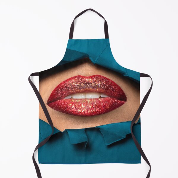 Item preview, Cant Breathe - Red Glitter Lips peeping through a hole in Teal paper designed and sold by cgroenewald.