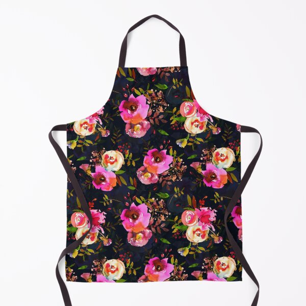 Item preview, Lovely pink hand drawn watercolor florals pattern on dark blue - double layer designed and sold by UtArt.
